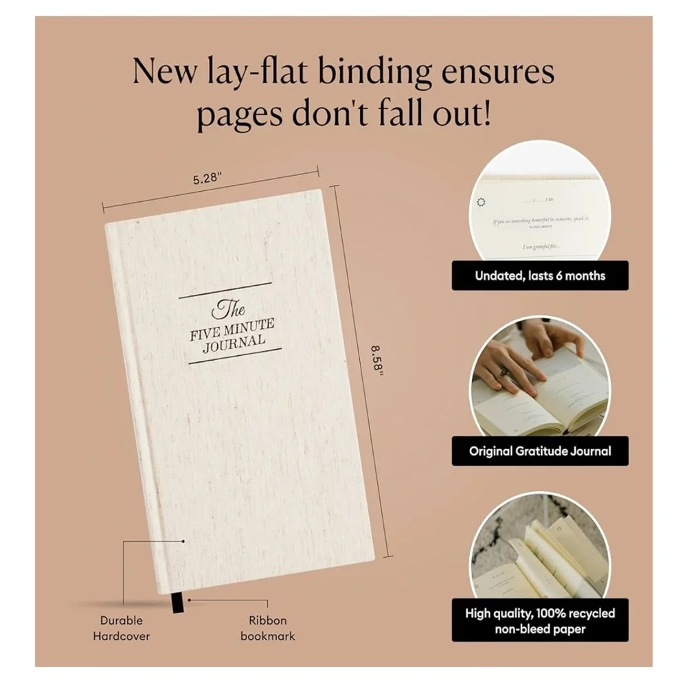 NWT The Five-Minute Journal Book in Ivory Intelligent Change from Revolve - Picture 11 of 14